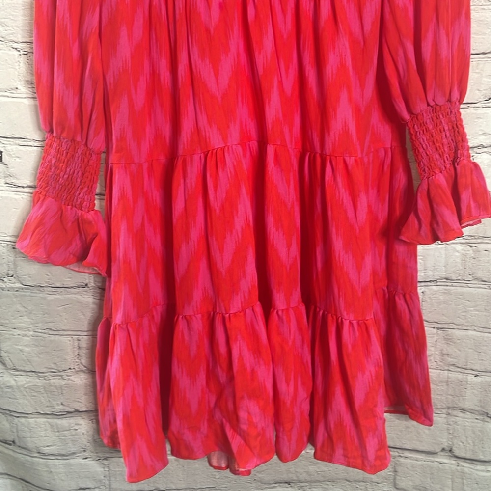 Tuckernuck Pomander Place Red & Pink Long Sleeve Tiered Dress Size Small - Picture 5 of 14